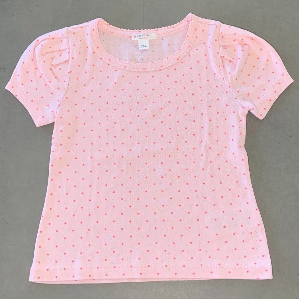 Crewcuts Pink Dot Puff Sleeve Tee XS 4-5